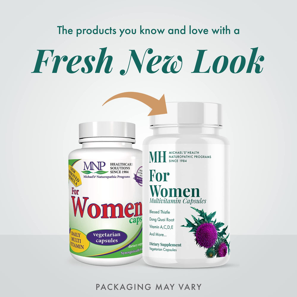Front label highlighting women's multivitamin benefits