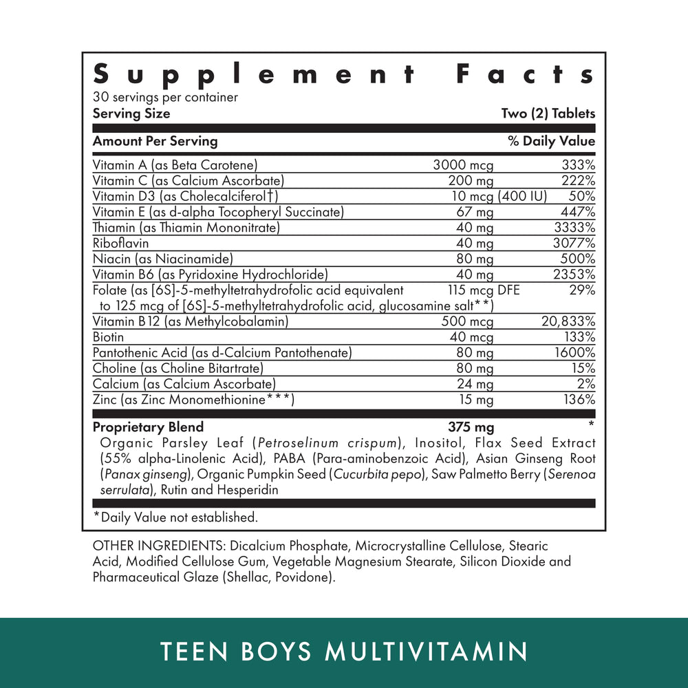 Close-up of MICHAEL'S Health Teen Boys Multivitamin packaging