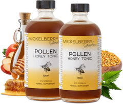 Front view of Mickelberry Gardens Pollen Honey Tonic 8 oz pack (2 bottles)