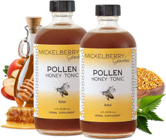 Hero image: Mickelberry Gardens Pollen Honey Tonic bottle on white background
