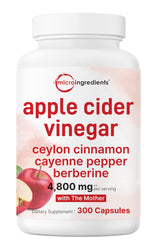 Product bottle front image: Micro Ingredients Apple Cider Vinegar Capsules, 300-count