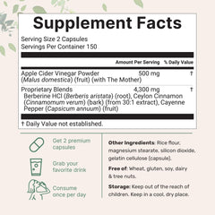 Bottle label close-up highlighting 4-in-1 ACV blend
