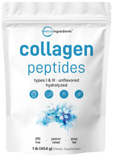 Front view of Micro Ingredients Bovine Collagen Peptides Powder 1lb container