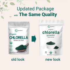 Close-up of broken cell wall chlorella powder