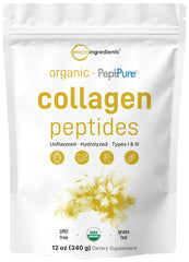 Front view of Micro Ingredients Organic Collagen Peptides Powder 12oz