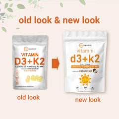 Graphic showing bone, immune, and heart health benefits from D3 and K2