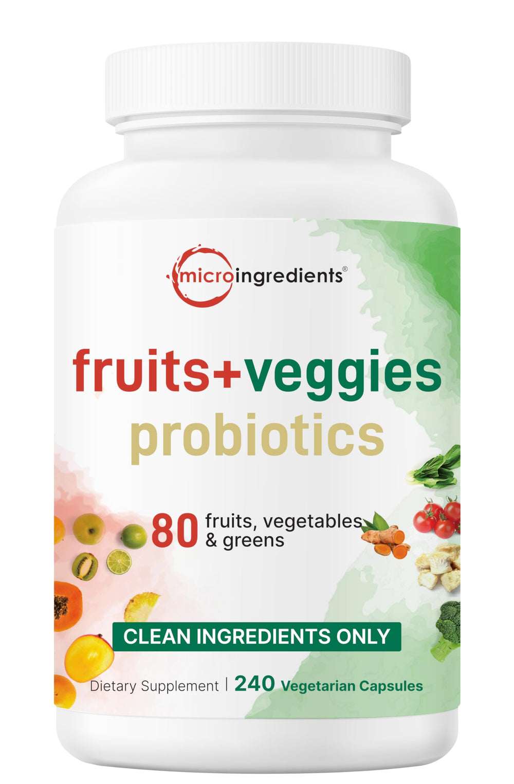 Micro Ingredients Fruits & Veggies with Probiotics bottle label