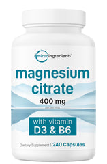 Bottle of Micro Ingredients magnesium citrate 400mg 240 capsules