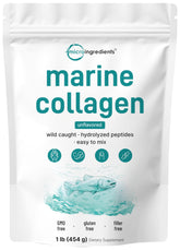 Front view of Micro Ingredients Marine Collagen Peptides Powder 1 lb package