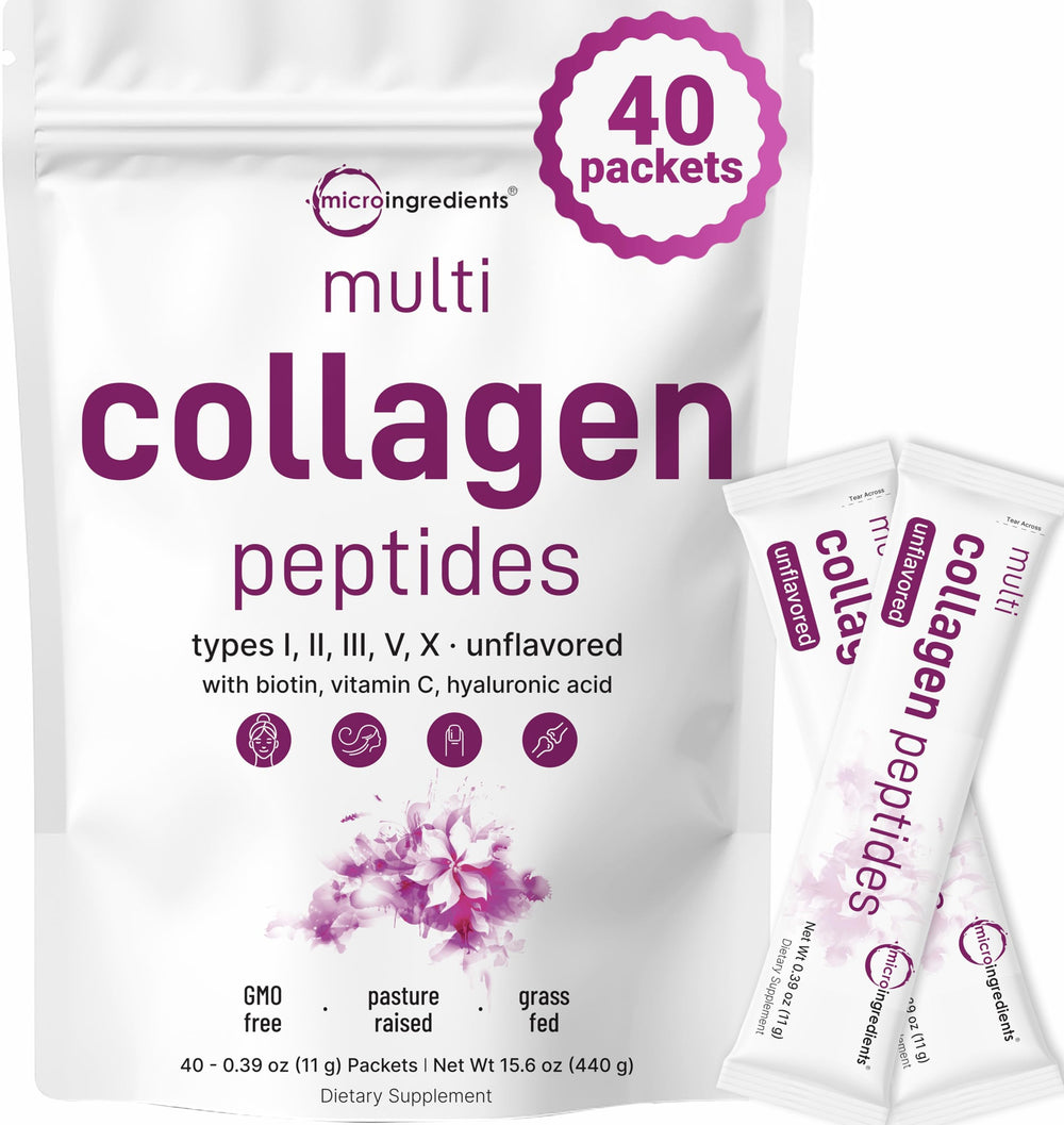 Front view of Micro Ingredients Multi Collagen Peptides 40-stick box