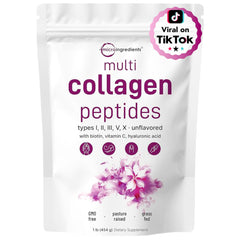 Front label of Micro Ingredients Multi Collagen Peptides Powder 16oz