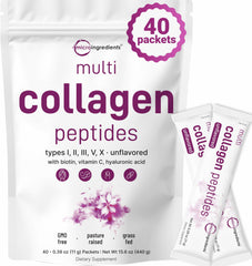 Micro Ingredients Multi Collagen Peptides Powder 40-stick packs packaging