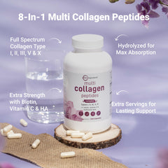 Close-up of the product label listing collagen types I–X