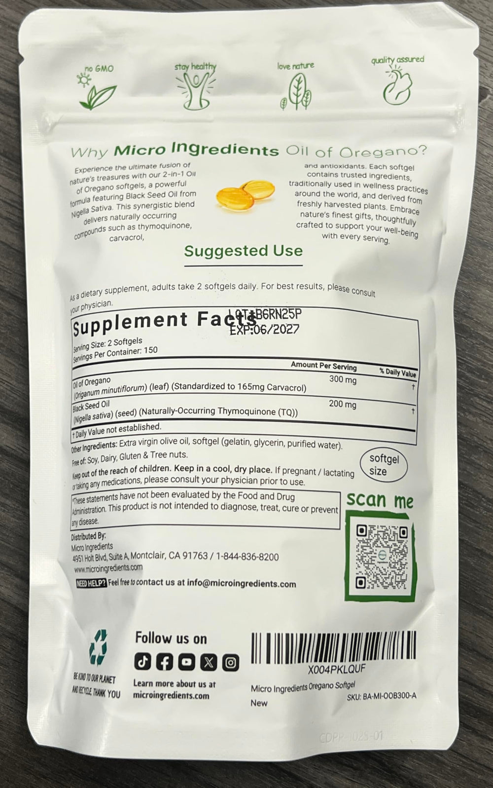 Non-GMO, plant-based ingredients and allergen-free