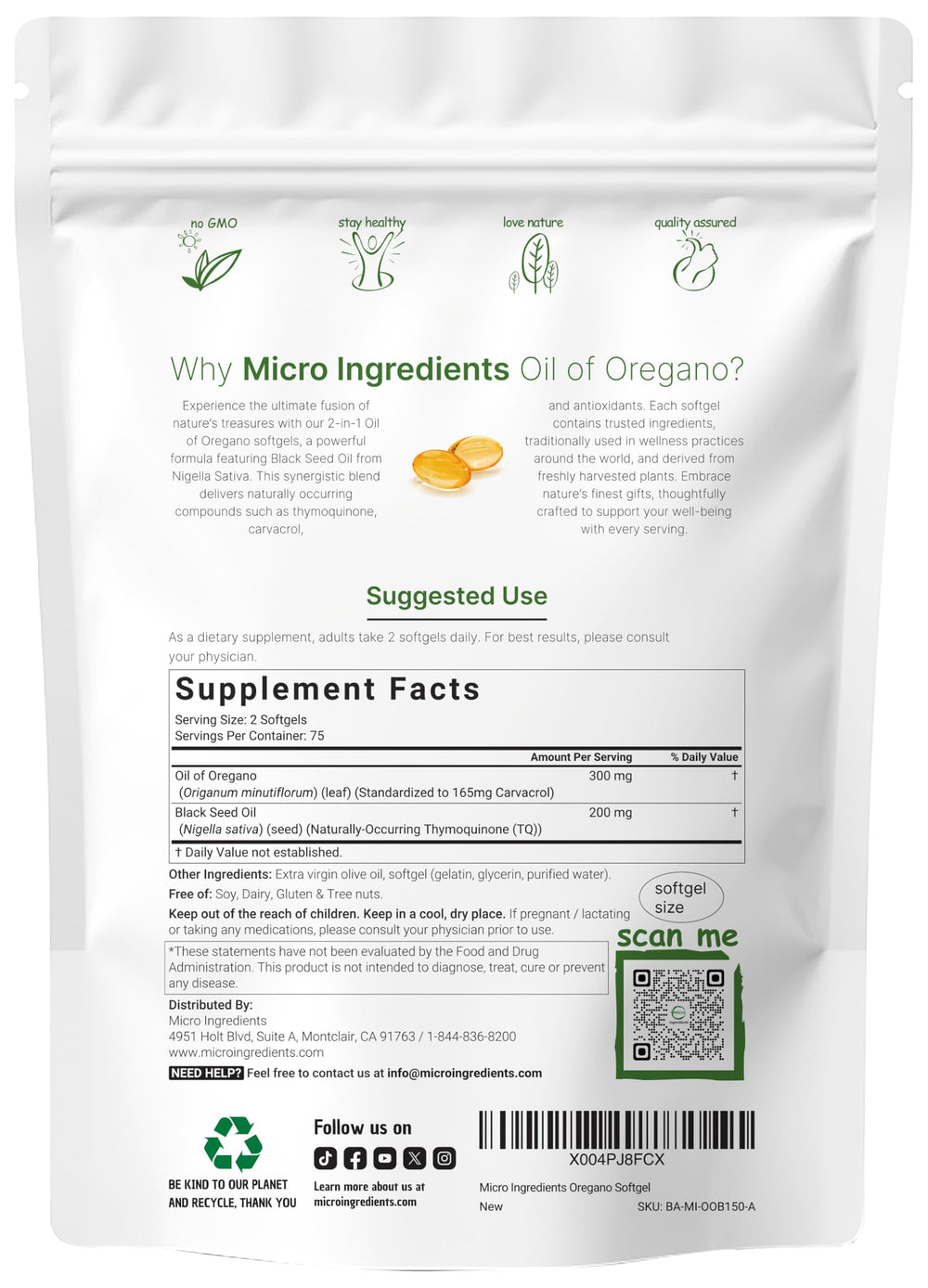 Label highlights 2-in-1 formula with black seed oil for enhanced plant-based support.
