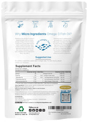 Micro Ingredients Omega-3 bottle back panel showing nutrition facts for informed use