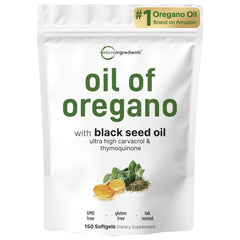 Micro Ingredients Oil of Oregano softgels 150-count 2-in-1 formula with black seed oil