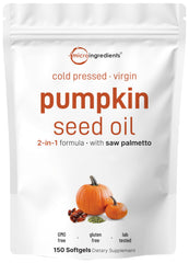 Bottle of Micro Ingredients Pumpkin Seed Oil with Saw Palmetto softgels