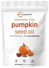 Bottle of Micro Ingredients Pumpkin Seed Oil with Saw Palmetto Softgels, 300-count