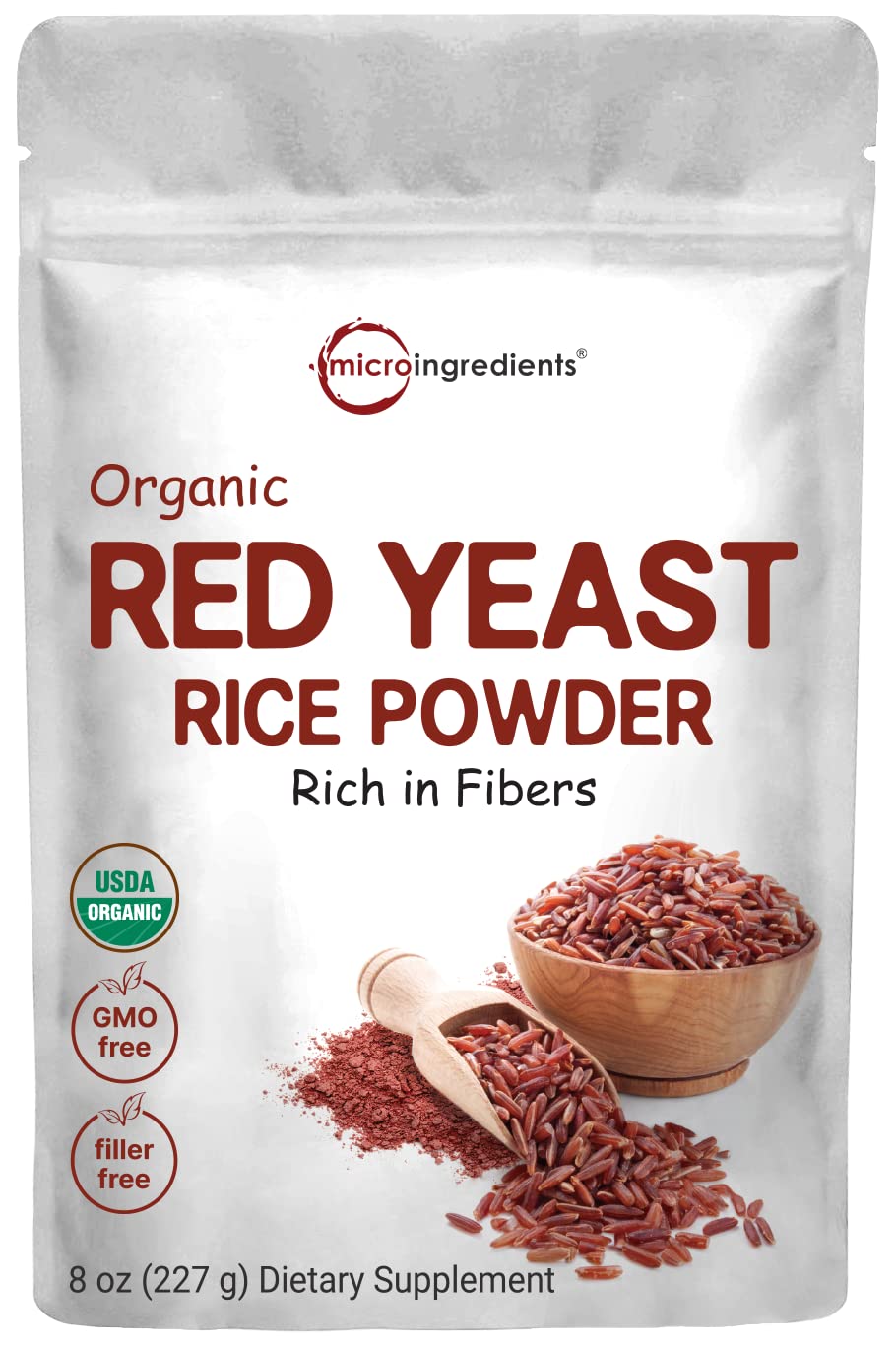 Micro Ingredients Organic Red Yeast Rice Powder 8 oz container