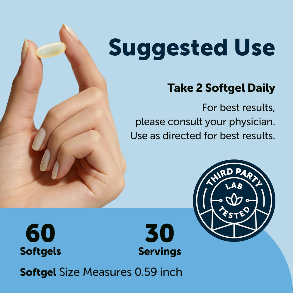Micro Ingredients softgels in hand illustrating easy-to-swallow size and convenience