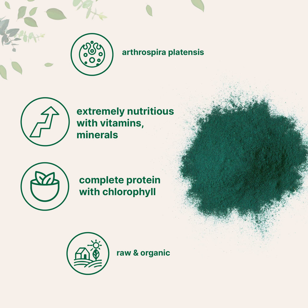Ingredients label for organic spirulina powder