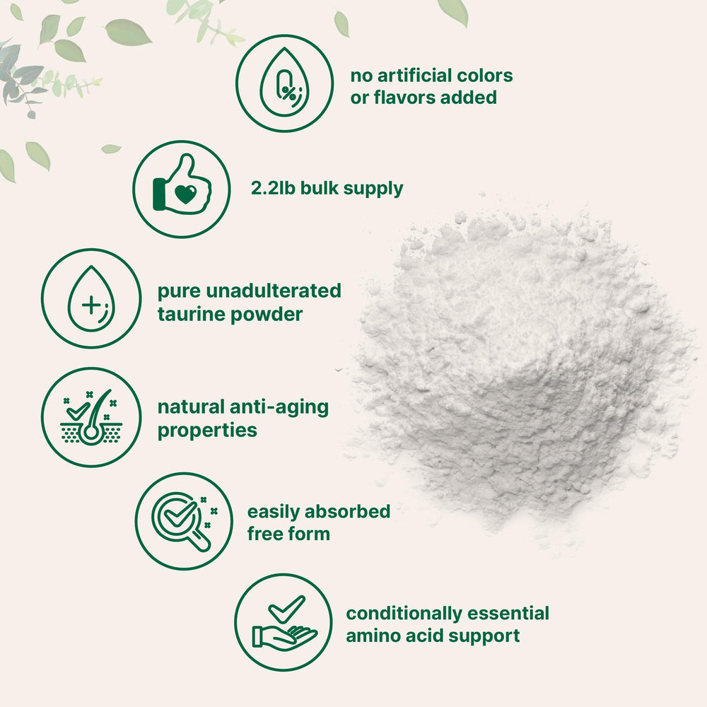 1 kg (2.2 lb) pouch of Taurine powder packaging