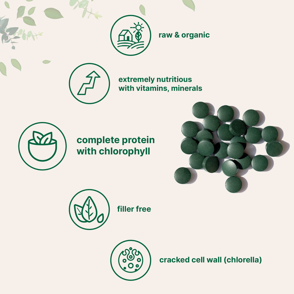 Vegan protein and chlorophyll rich Micro Ingredients tablets for steady energy