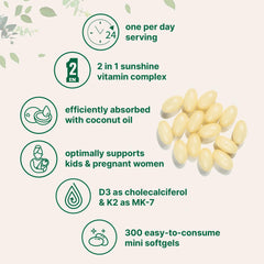 Virgin coconut oil-infused vitamin D3 and K2 softgels