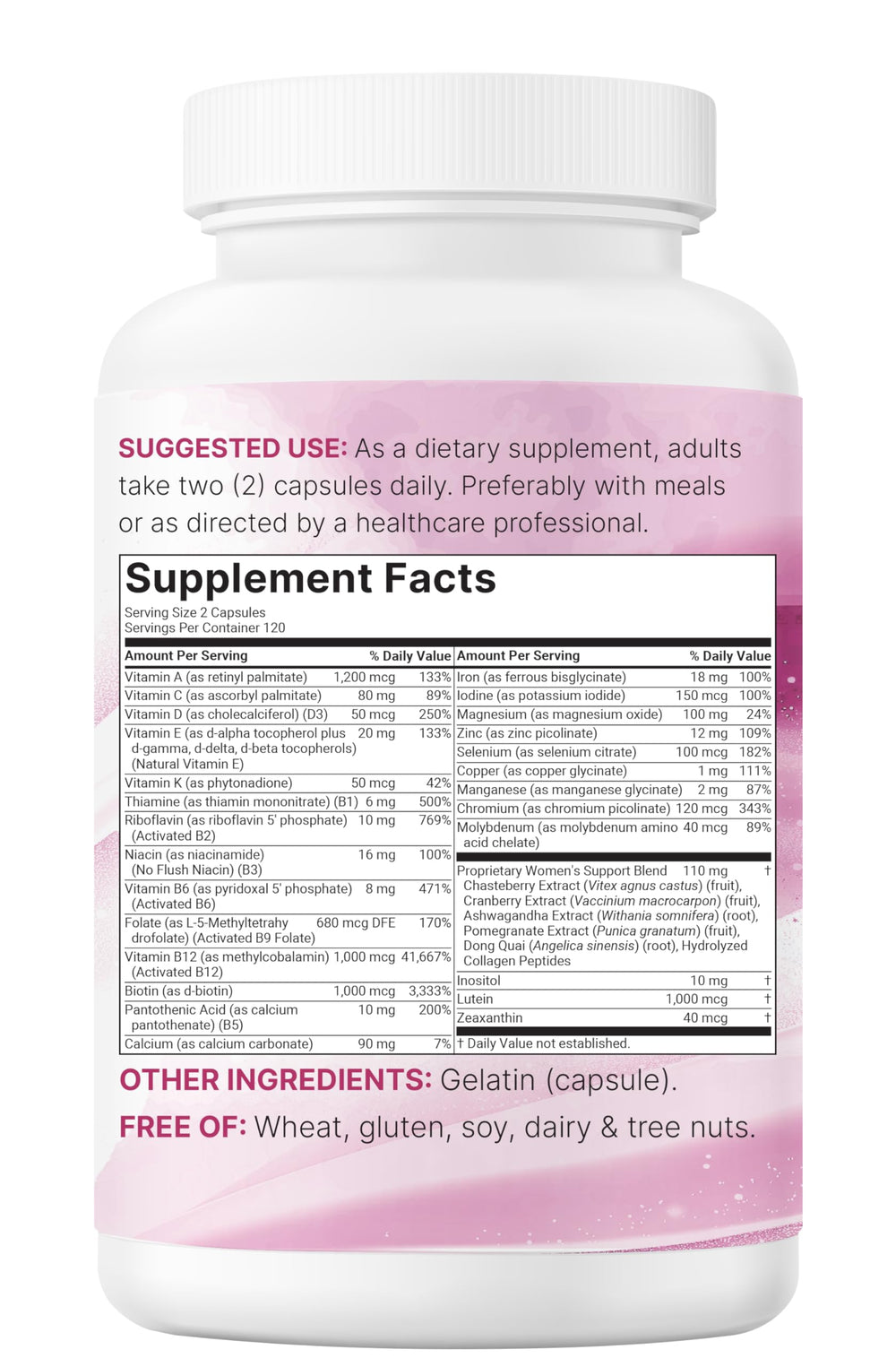 Non-GMO, filler-free multivitamin packaging with third-party testing