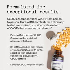 Graphic illustrating 3x better bioavailability of MicroActive CoQ10