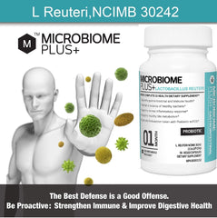 Microbiome Plus packaging and use scene emphasizes allergy-safe, gluten-free formula