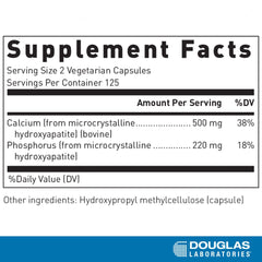 Close-up of microcrystalline hydroxyapatite calcium supplement