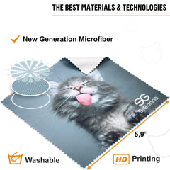 Six-pack microfiber glasses cleaning cloths, each in its own package
