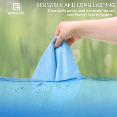Pack of ten cleaning cloths laid out for size reference