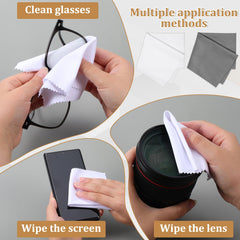 Gray microfiber cleaning cloth measuring 18 x 15 cm.