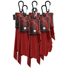 Six-pack microfiber glasses cleaning cloths with red pouch