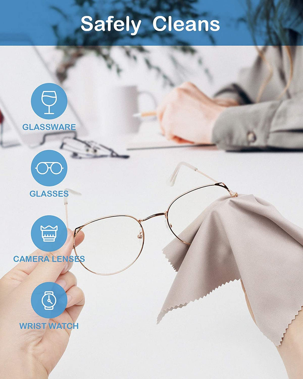 Microfiber cloth cleaning glasses