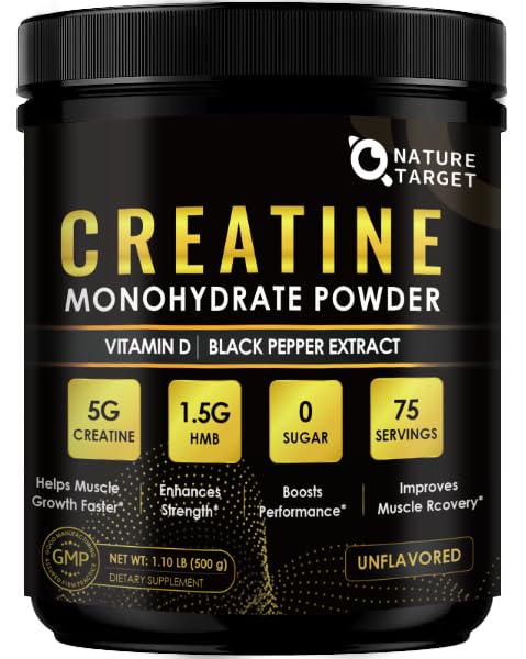Bottle of micronized creatine monohydrate with measuring scoop