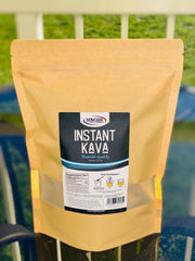 Dried kava roots and powder display