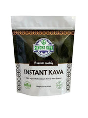Kava powder being stirred into a drink