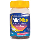 Front view of MidNite Deep Sleep Extra Strength 10 mg melatonin gummies bottle