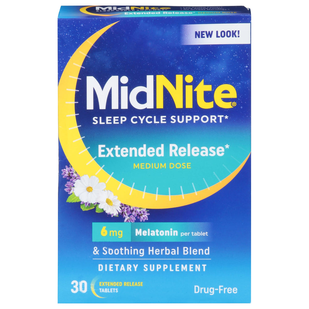 Midnite Extended Release Melatonin Drug Free 30 Count bottle