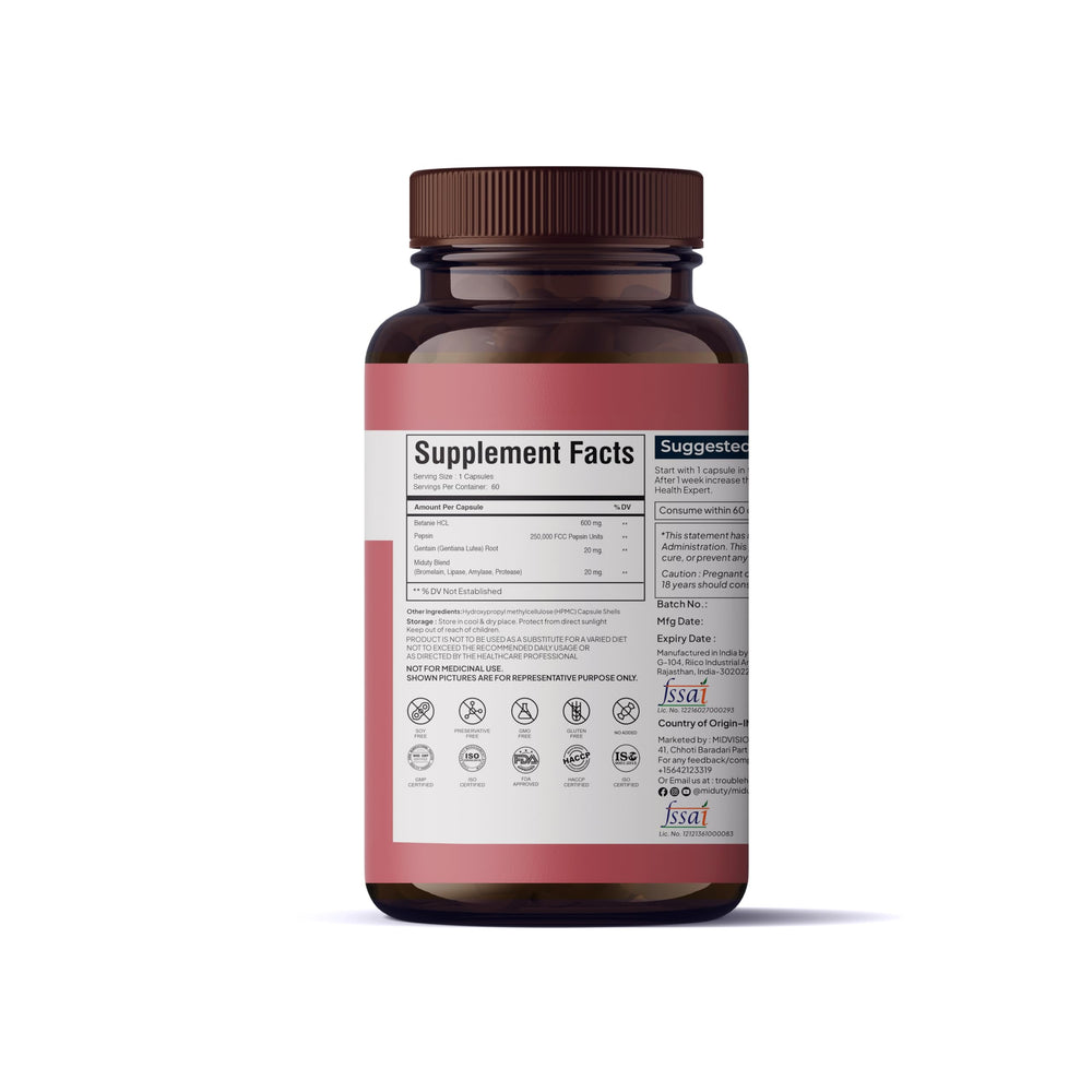 Gentian root extract and digestive enzymes