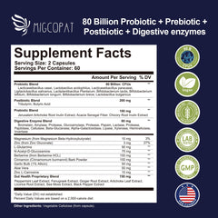 80 billion CFU probiotic with enzymes for gut health