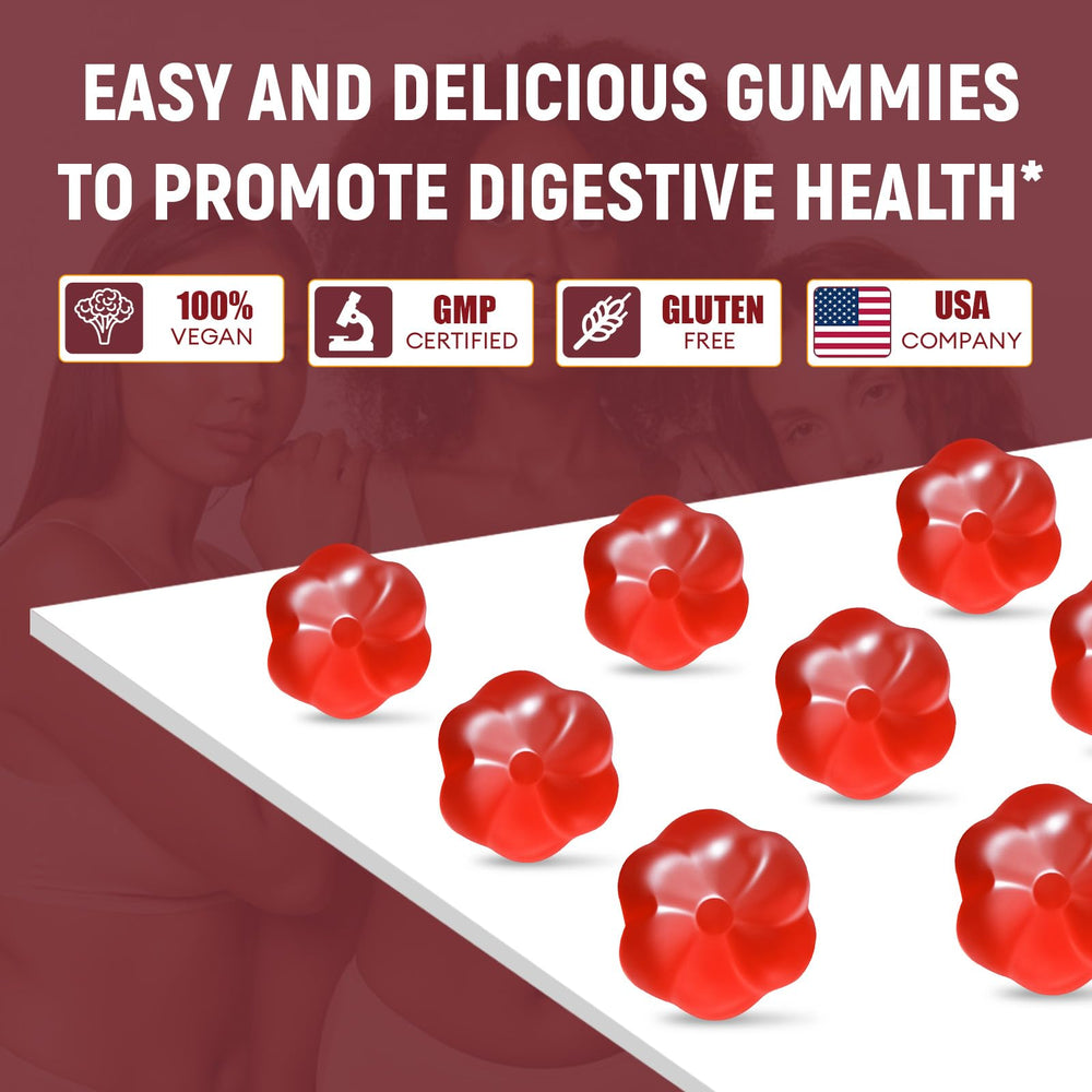 Migcopat digestive-health gummies closeup emphasizes easy-to-take form