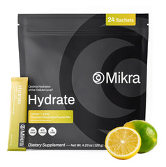 Mikra Hydrate Lemon Lime electrolyte packets, 24-pack
