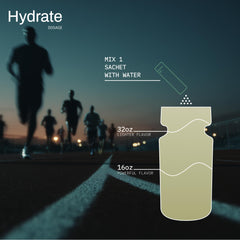 Mikra Hydrate packet opened showing powder ready to mix for travel