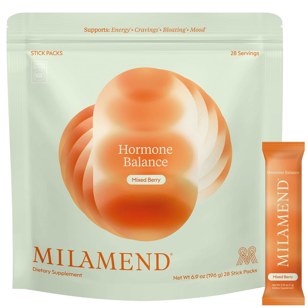 milamend front packaging showing mixed berry drink mix and branding for convenient daily use