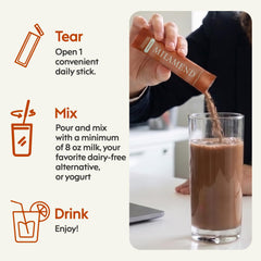 milamend scoop and sticks next to measuring scale demonstrating serving size clarity